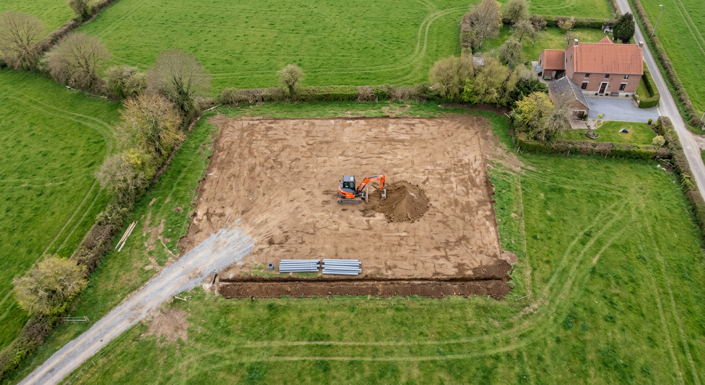 Sample orthophoto of the plot: plot scraped, drain trench open